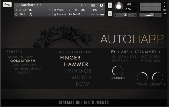 Cinematique Instruments Autoharp 3 - 3.5 Walkthrough gallery thumbnail