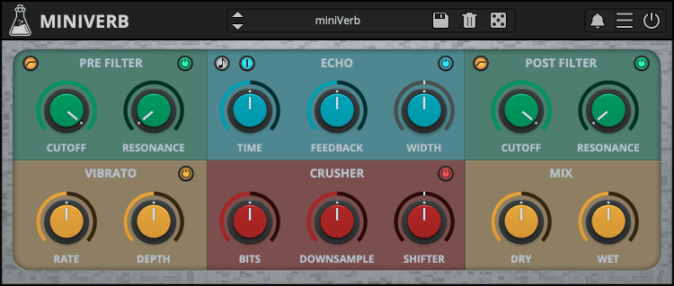 miniVerb Overview - 8-bit/chiptune Echo Reverb Effect gallery thumbnail